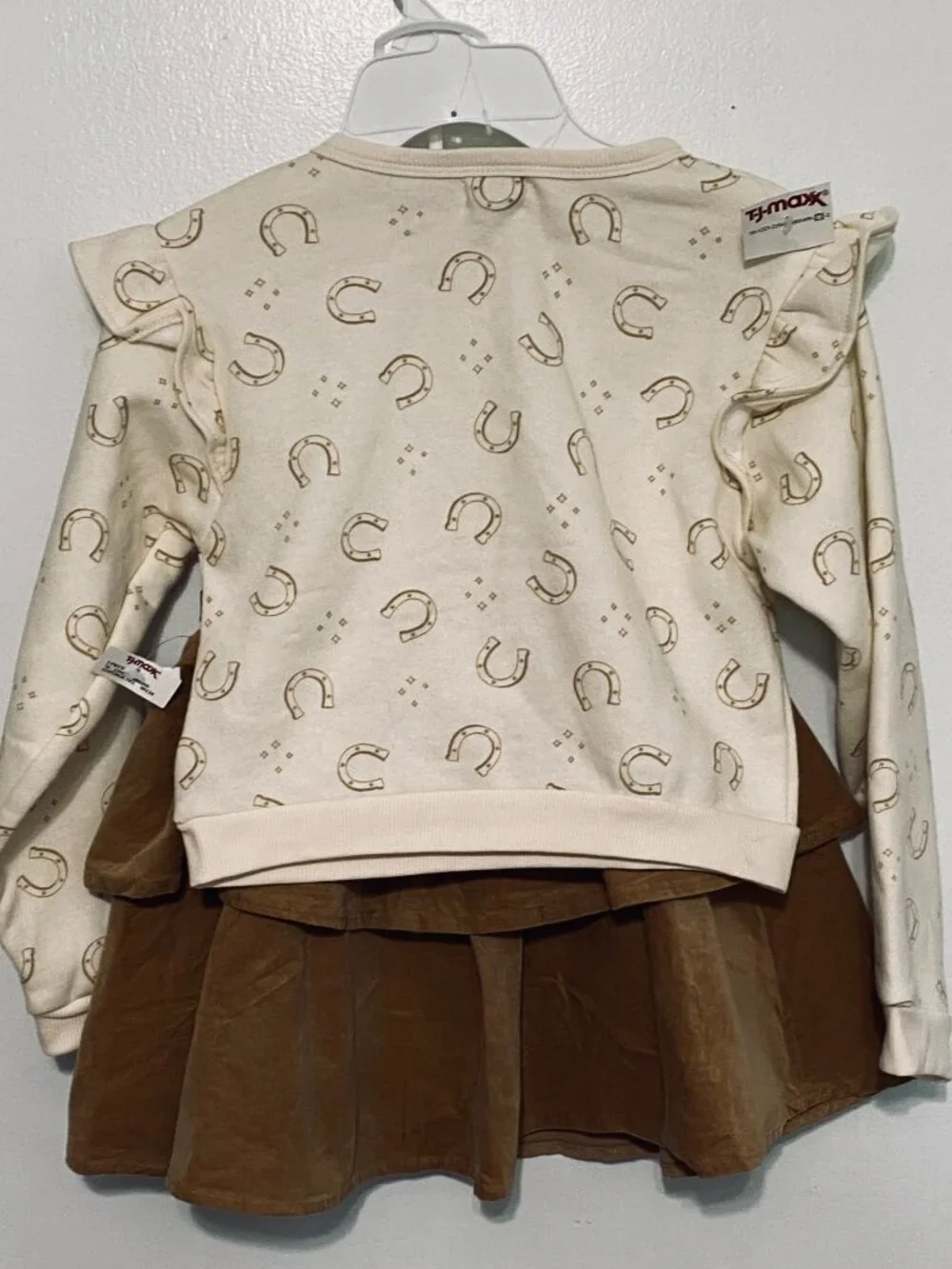 NEW Girl's Sz 7 Horseshoe Print Top Belted Skirt W/Shorts, Blossom Blvd, NWT
